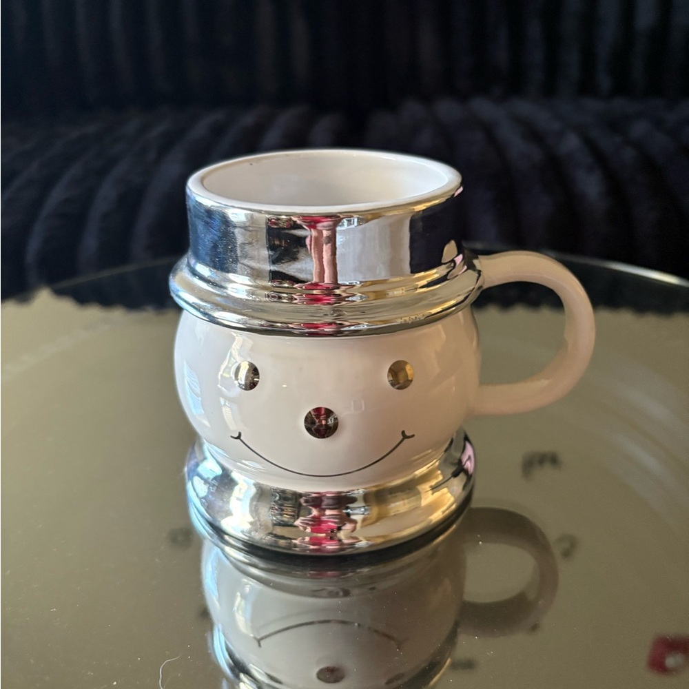 Silver and White Smiley Face Mug and Snowman bundle bath and body works